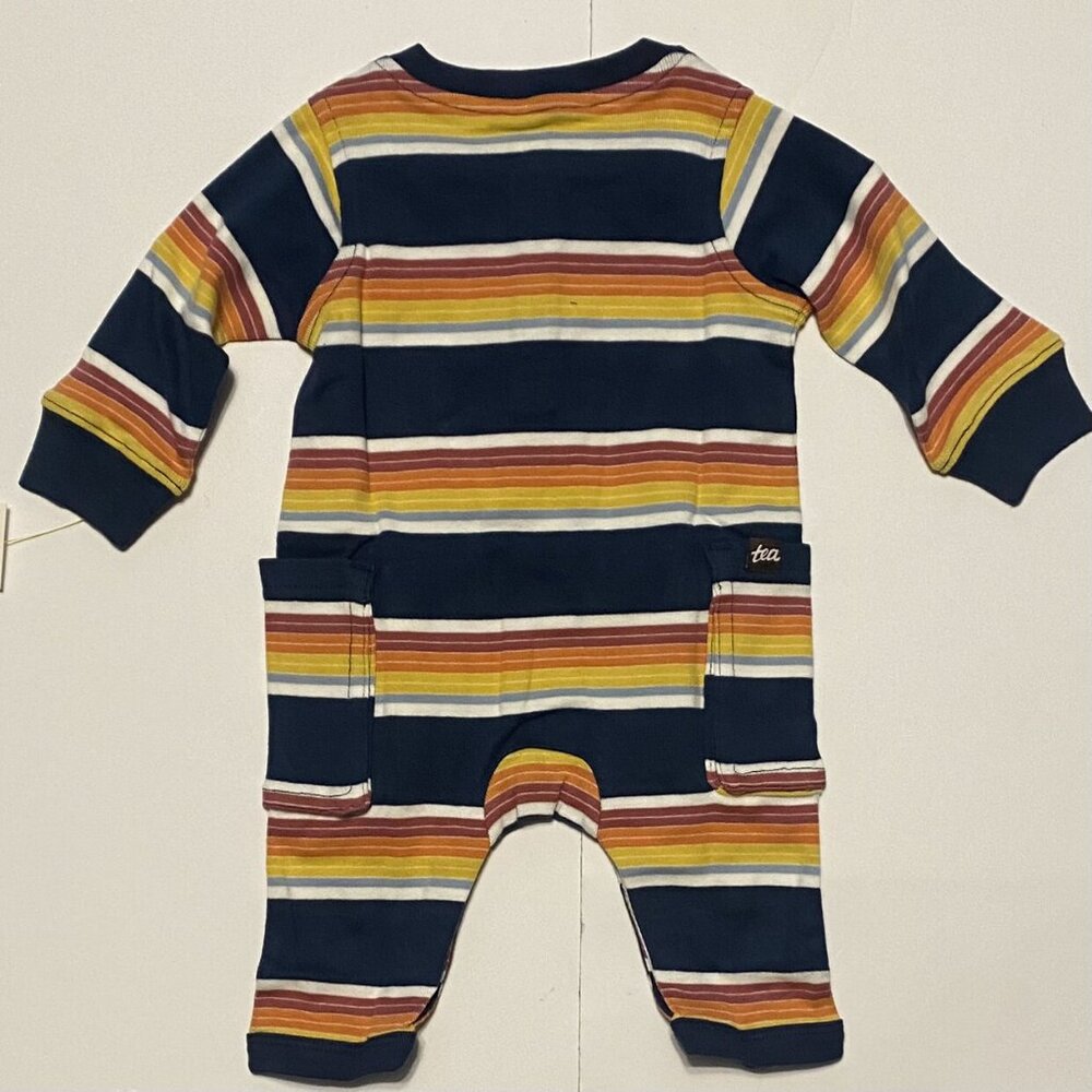 NWT Tea Collection Striped Cargo Romper Size 0-3 Months - Picture 5 of 5